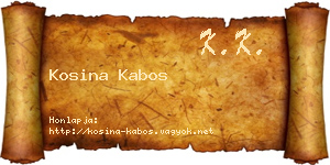 Kosina Kabos névjegykártya
